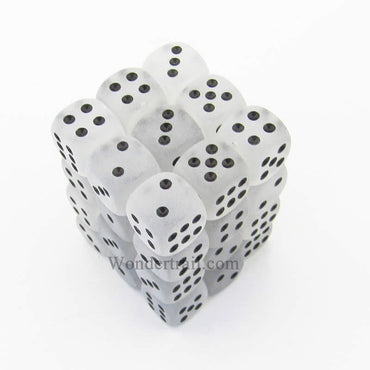 CHX27801 Clear Frosted Dice with Black Pips D6 12mm (1/2in) Pack of 36 (ONLINE ORDER ONLY)