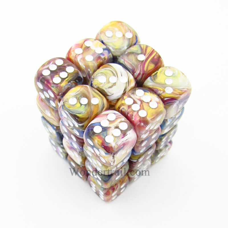 CHX27840 Carousel Festive Dice with White Pips D6 12mm (1/2in) Pack of 36 (ONLINE ORDER ONLY)