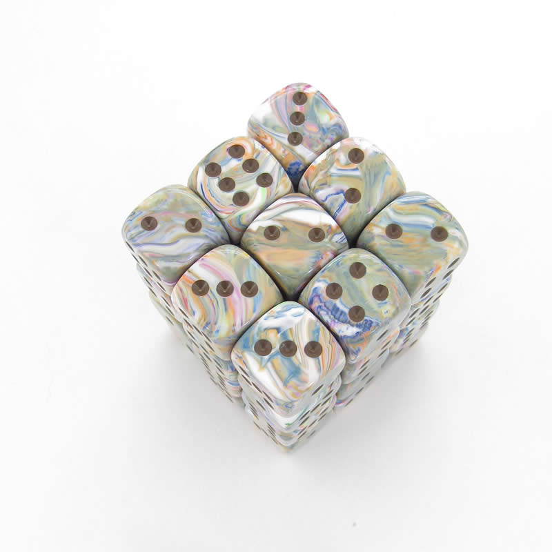 CHX27841 Vibrant Festive Dice with Brown Pips D6 12mm (1/2in) Pack of 36 (ONLINE ORDER ONLY)