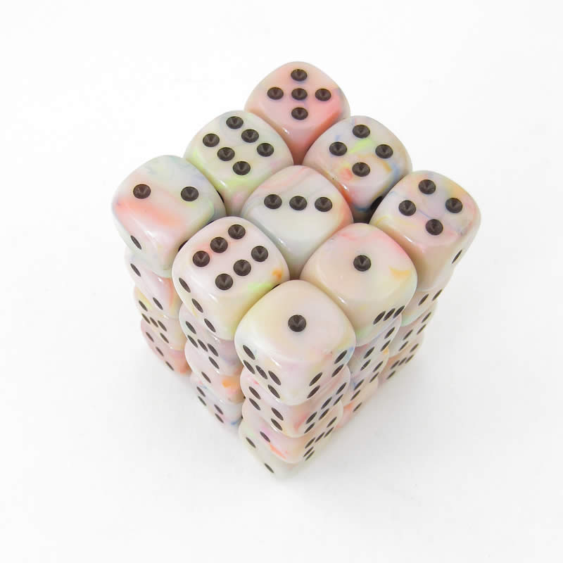 CHX27842 Circus Festive Dice with Black Pips D6 12mm (1/2in) Pack of 36 (ONLINE ORDER ONLY)