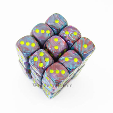 CHX27850 Mosaic Festive Dice with Yellow Pips D6 12mm (1/2in) Pack of 36 (ONLINE ORDER ONLY)