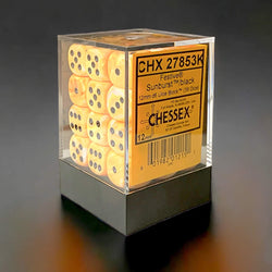 CHX27853K Sunburst Festive Dice with Black Pips D6 12mm (1/2in) Pack of 36 (ONLINE ORDER ONLY)