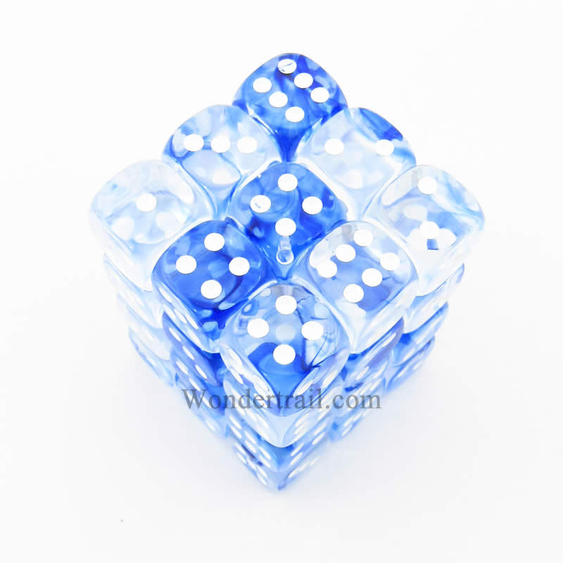 CHX27866 Blue Nebula Dice with White Pips D6 12mm (1/2in) Pack of 36 (ONLINE ORDER ONLY)