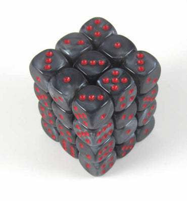 CHX27878 Black Velvet Dice with Red Pips D6 12mm (1/2in) Pack of 36 (ONLINE ORDER ONLY)