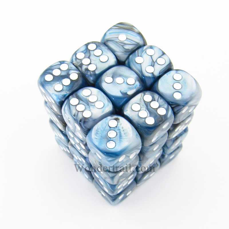 CHX27890 State Lustrous Dice with White Pips D6 12mm (1/2in) Pack of 36 (ONLINE ORDER ONLY)