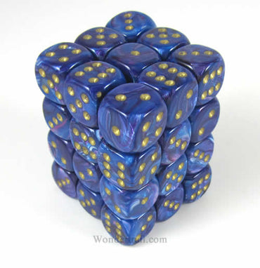 CHX27897 Purple Lustrous Dice with Gold Pips D6 12mm (1/2in) Pack of 36 (ONLINE ORDER ONLY)