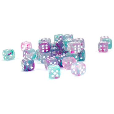 CHX27945 Wisteria Nebula Luminary Dice White Pips D6 12mm (1/2in) Pack of 36 (ONLINE ORDER ONLY)