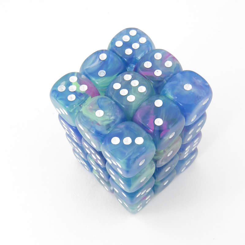 CHX27946 Waterlily Festive Dice with White Pips D6 12mm (1/2in) Pack of 36 (ONLINE ORDER ONLY)