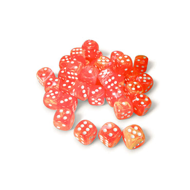 CHX27953 Dahlia Festive Luminary Dice with White Pips D6 12mm (1/2in) Pack of 36 (ONLINE ORDER ONLY)
