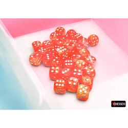 CHX27953 Dahlia Festive Luminary Dice with White Pips D6 12mm (1/2in) Pack of 36 (ONLINE ORDER ONLY)