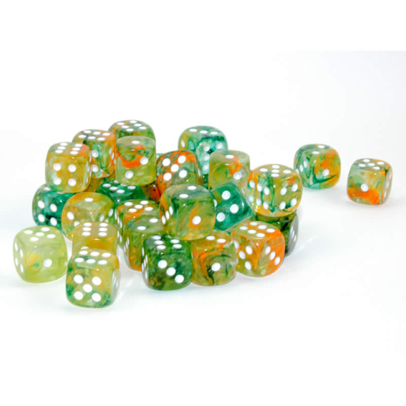 CHX27955 Spring Nebula Luminary Dice White Pips D6 12mm (1/2in) Pack of 36 (ONLINE ORDER ONLY)