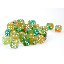 CHX27955 Spring Nebula Luminary Dice White Pips D6 12mm (1/2in) Pack of 36 (ONLINE ORDER ONLY)