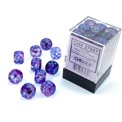CHX27957 Nocturnal Nebula Luminary Dice Blue Pips D6 12mm (1/2in) Pack of 36 (ONLINE ORDER ONLY)