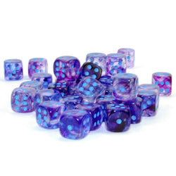 CHX27957 Nocturnal Nebula Luminary Dice Blue Pips D6 12mm (1/2in) Pack of 36 (ONLINE ORDER ONLY)