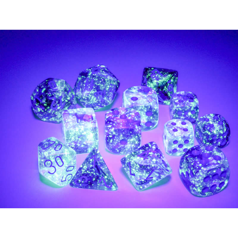 CHX27957 Nocturnal Nebula Luminary Dice Blue Pips D6 12mm (1/2in) Pack of 36 (ONLINE ORDER ONLY)