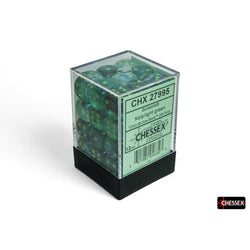CHX27995 Kelp Borealis Luminary Dice with Light Green Pips D6 12mm (1/2in) Pack of 36 (ONLINE ORDER ONLY)