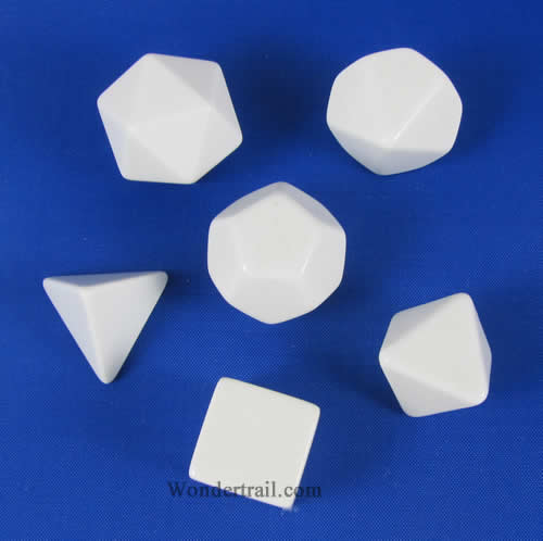 CHX29030 White Blank Dice with No Pips 16mm (5/8in) Set of 6 Chessex (ONLINE ORDER ONLY)