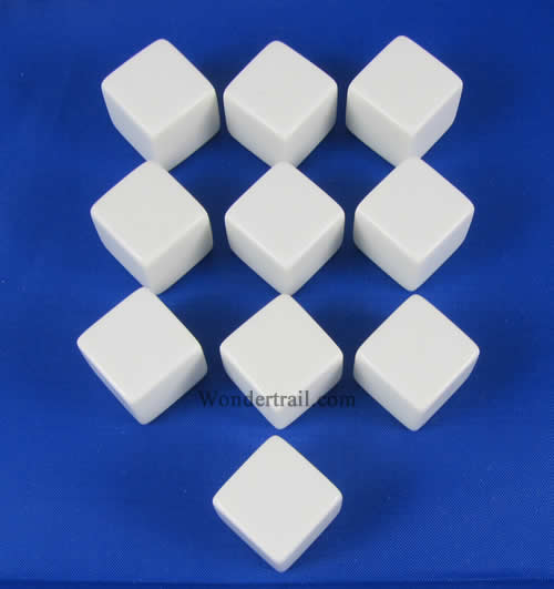 CHX29032 White Blank Dice with No Pips D6 16mm (5/8in) Pack of 10 (ONLINE ORDER ONLY)