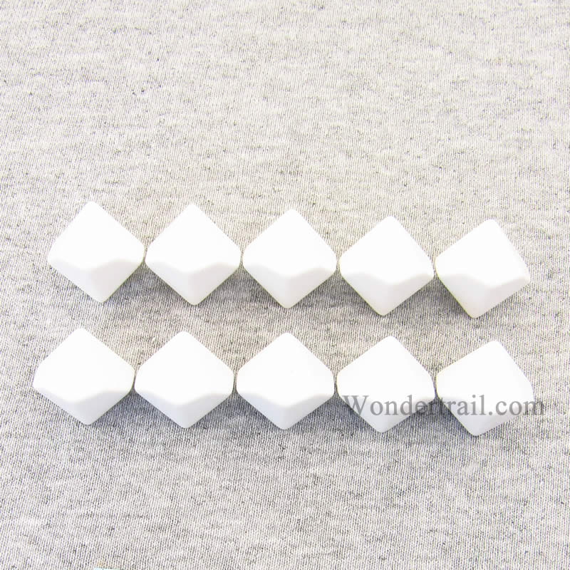 CHX29034 White Blank Dice with No Pips D10 16mm (5/8in) Pack of 10 (ONLINE ORDER ONLY)