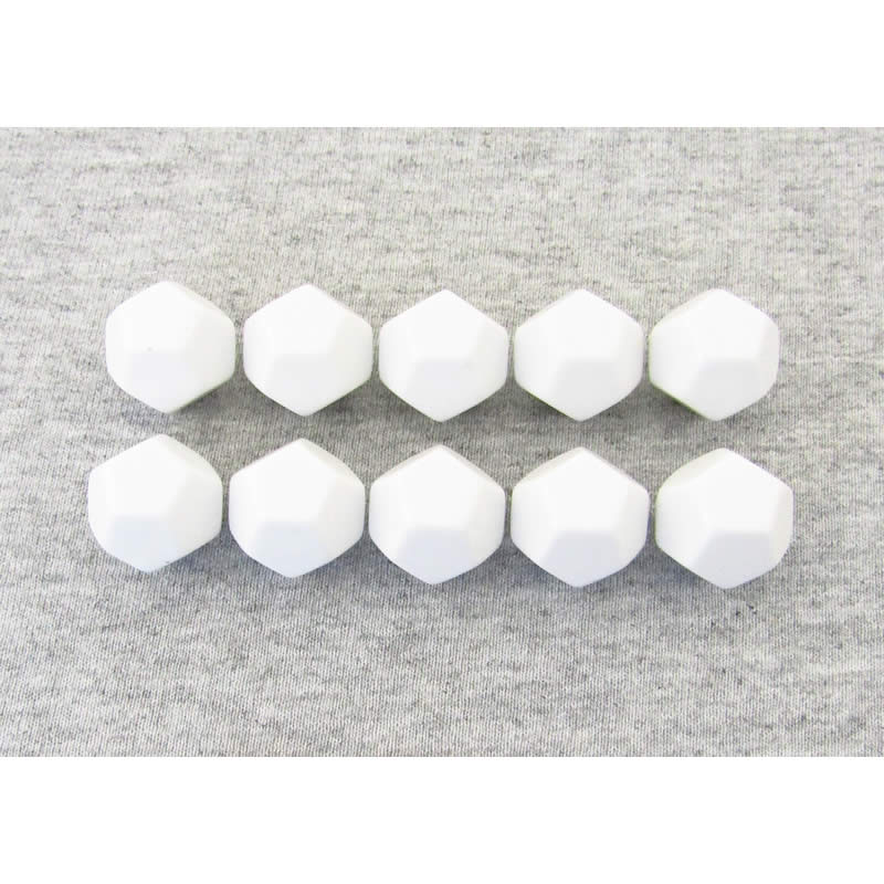 CHX29035 White Blank Dice with No Pips D12 16mm (5/8in) Pack of 10 (ONLINE ORDER ONLY)