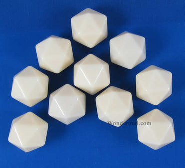 CHX29046 Ivory Blank Dice with No Pips D20 16mm (5/8in) Pack of 10 (ONLINE ORDER ONLY)