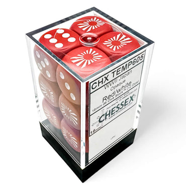 CHX29062 Red Japan War Dice with White Pips 16mm (5/8in) Pack of 12 (ONLINE ORDER ONLY)