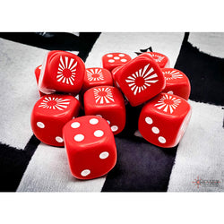 CHX29062 Red Japan War Dice with White Pips 16mm (5/8in) Pack of 12 (ONLINE ORDER ONLY)