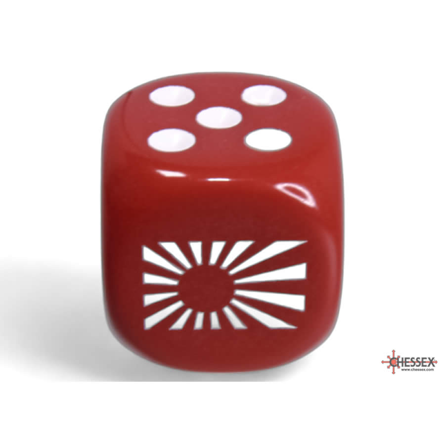CHX29062 Red Japan War Dice with White Pips 16mm (5/8in) Pack of 12 (ONLINE ORDER ONLY)