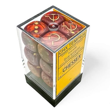 CHX29063 Scarlet Scarab Soviet Union War Dice with Gold Colored Pips 16mm (5/8in) Pack of 12 (ONLINE ORDER ONLY)