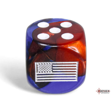 CHX29065 Blue-Red Gemini US War Dice with White Pips 16mm (5/8in) Pack of 12 (ONLINE ORDER ONLY)