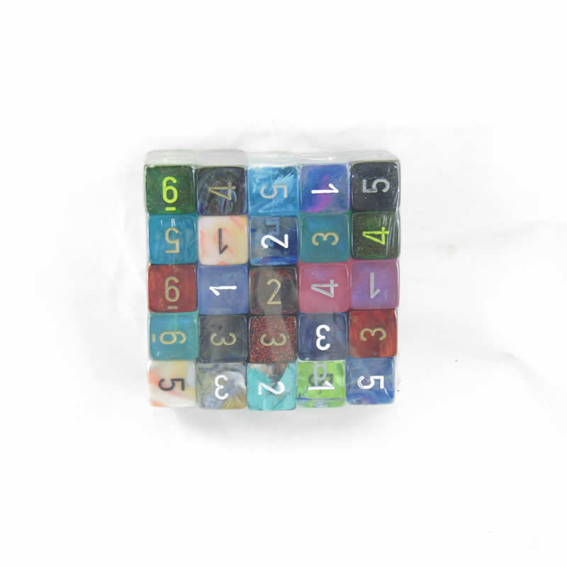 CHX29206 Assorted Signature Dice with Numbers D6 16mm (5/8in) Pack of 50 (ONLINE ORDER ONLY)