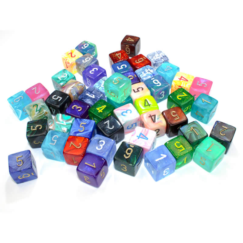 CHX29206 Assorted Signature Dice with Numbers D6 16mm (5/8in) Pack of 50 (ONLINE ORDER ONLY)