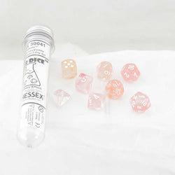 CHX30041 Supernova Nebula Luminary Dice with White Numbers 16mm (5/8in) Set of 7 (ONLINE ORDER ONLY)