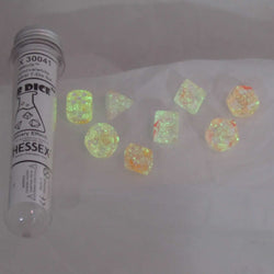 CHX30041 Supernova Nebula Luminary Dice with White Numbers 16mm (5/8in) Set of 7 (ONLINE ORDER ONLY)