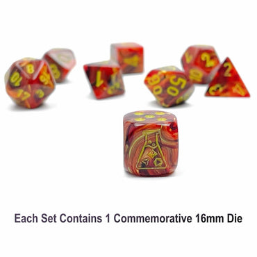 CHX30050 Underworld Vortex Dice with Yellow Numbers 7+1 Dice Set 16mm (5/8in) (ONLINE ORDER ONLY)