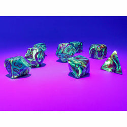 CHX30050 Underworld Vortex Dice with Yellow Numbers 7+1 Dice Set 16mm (5/8in) (ONLINE ORDER ONLY)