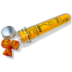 CHX30051 Gemini Gellow and Red with Yellow Numbers Luminary 7+1 Dice Set 16mm (5/8in) (ONLINE ORDER ONLY)