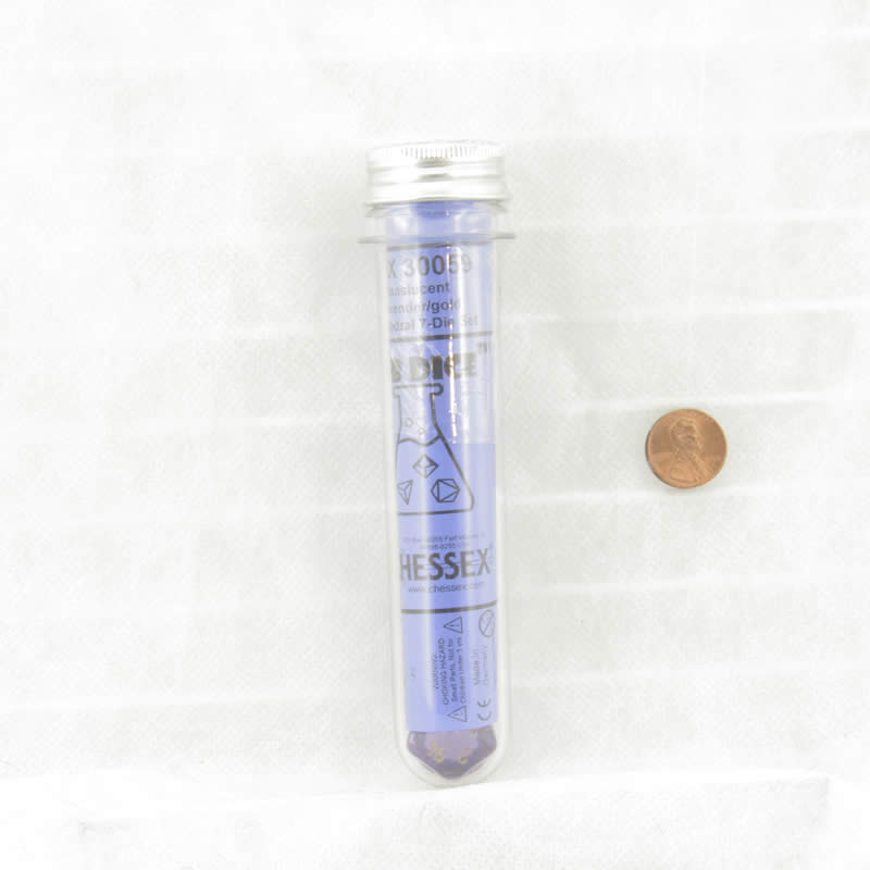 CHX30059 Lavender Translucent Dice with Gold Numbers 7+1 Dice Set 16mm (5/8in) (ONLINE ORDER ONLY)