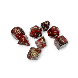 CHX30064 Borealis Cosmos with Gold Colored Numbers 7+1 Dice Set 16mm (5/8in) (ONLINE ORDER ONLY)
