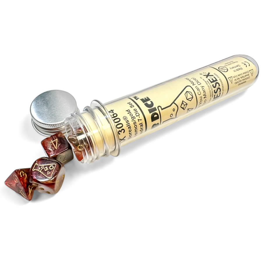 CHX30064 Borealis Cosmos with Gold Colored Numbers 7+1 Dice Set 16mm (5/8in) (ONLINE ORDER ONLY)