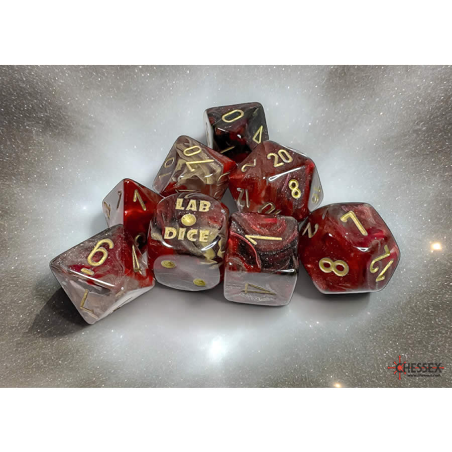 CHX30064 Borealis Cosmos with Gold Colored Numbers 7+1 Dice Set 16mm (5/8in) (ONLINE ORDER ONLY)