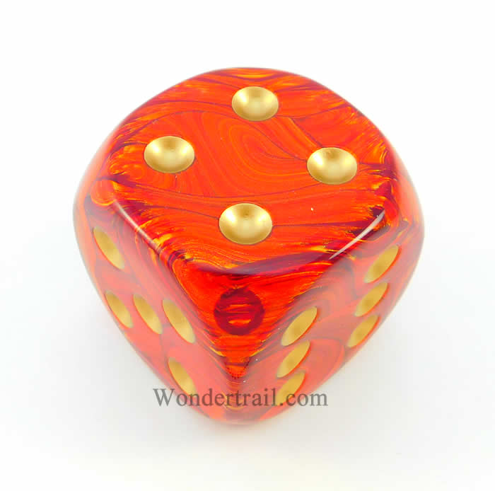 CHXDC5004 Scarlet Scarab Die with Gold Pips D6 50mm (1.97in) Pack of 1 (ONLINE ORDER ONLY)