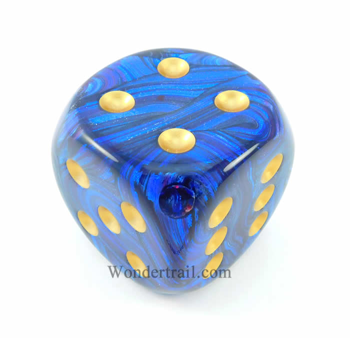 CHXDC5006 Royal Blue Scarab Die Gold Pips D6 50mm (1.97in) Pack of 1 (ONLINE ORDER ONLY)