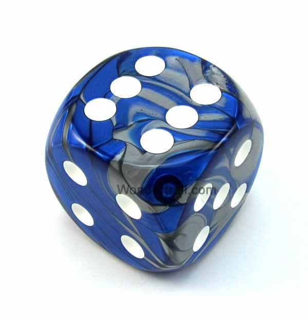 CHXDG5023 Blue Steel Gemini Die White Pips D6 50mm (1.97in) Pack of 1 (ONLINE ORDER ONLY)