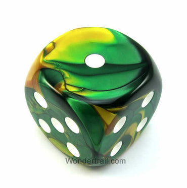 CHXDG5025 Gold Green Gemini Die White Pips D6 50mm (1.97in) Pack of 1 (ONLINE ORDER ONLY)