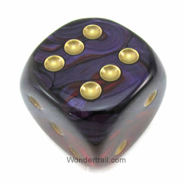 CHXDG5026 Purple Red Gemini Die Gold Pips D6 50mm (1.97in) Pack of 1 (ONLINE ORDER ONLY)