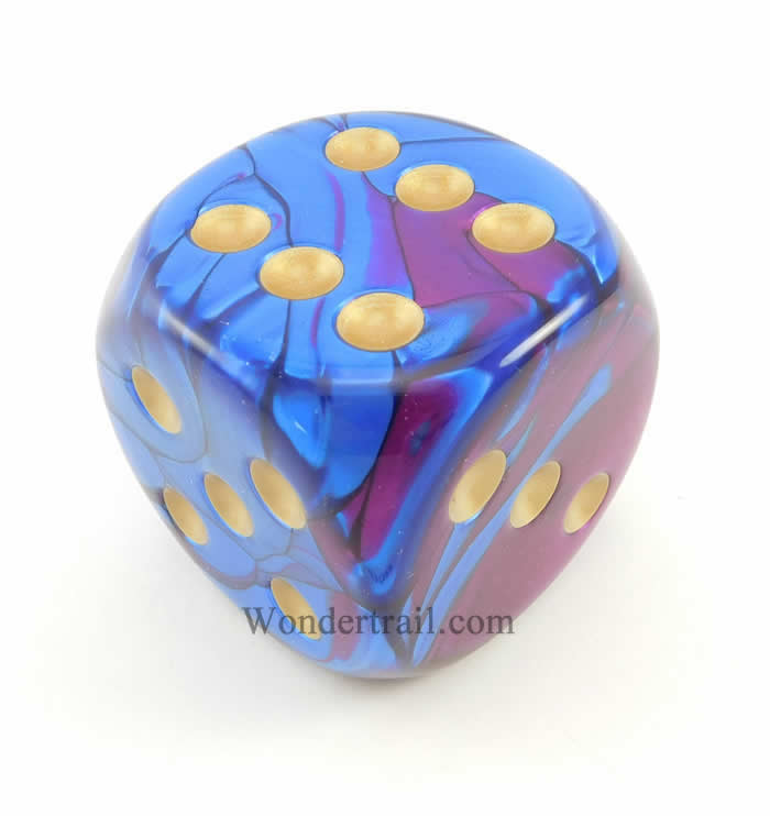CHXDG5028 Blue Purple Gemini Die Gold Pips D6 50mm (1.97in) Pack of 1 (ONLINE ORDER ONLY)