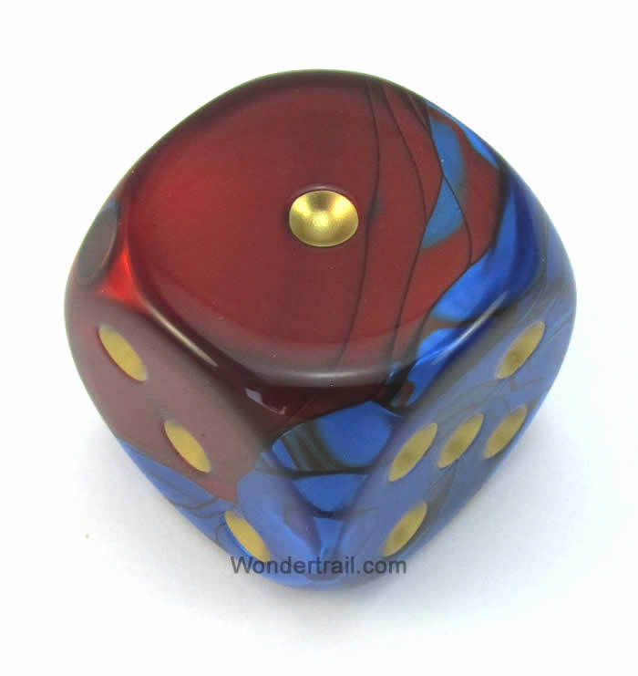 CHXDG5029 Blue Red Gemini Die Gold Pips D6 50mm (1.97in) Pack of 1 (ONLINE ORDER ONLY)