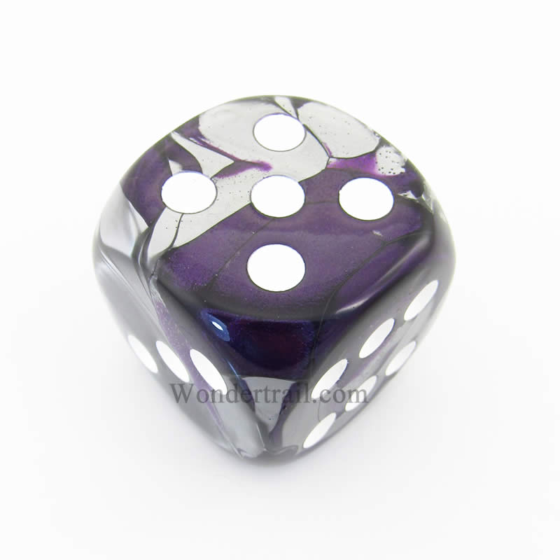 CHXDG5032 Purple and Steel Gemini Die White Pips D6 50mm Pack of 1 (ONLINE ORDER ONLY)