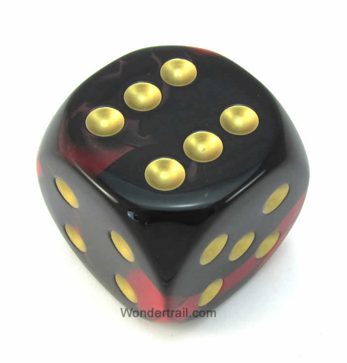 CHXDG5033 Black Red Gemini Die Gold Pips D6 50mm (1.97in) Pack of 1 (ONLINE ORDER ONLY)